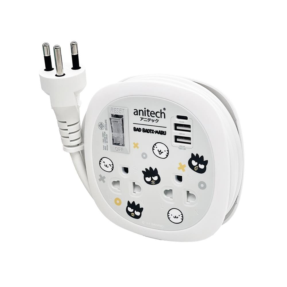รางปลั๊กไฟพกพา 2 ช่อง 1 สวิตช์ 2 USB 1 TYPE-C PD ANITECH XO-H9122 1.1 ม.
