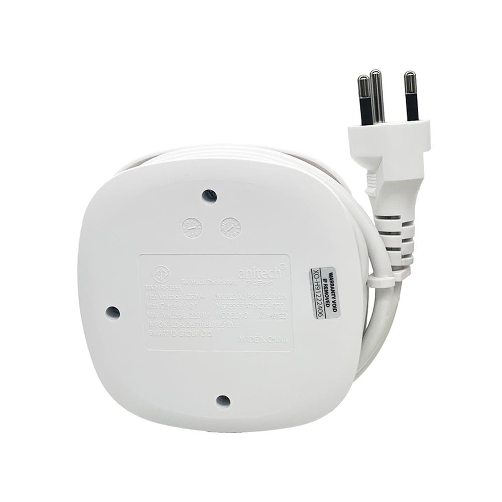 รางปลั๊กไฟพกพา 2 ช่อง 1 สวิตช์ 2 USB 1 TYPE-C PD ANITECH XO-H9122 1.1 ม.