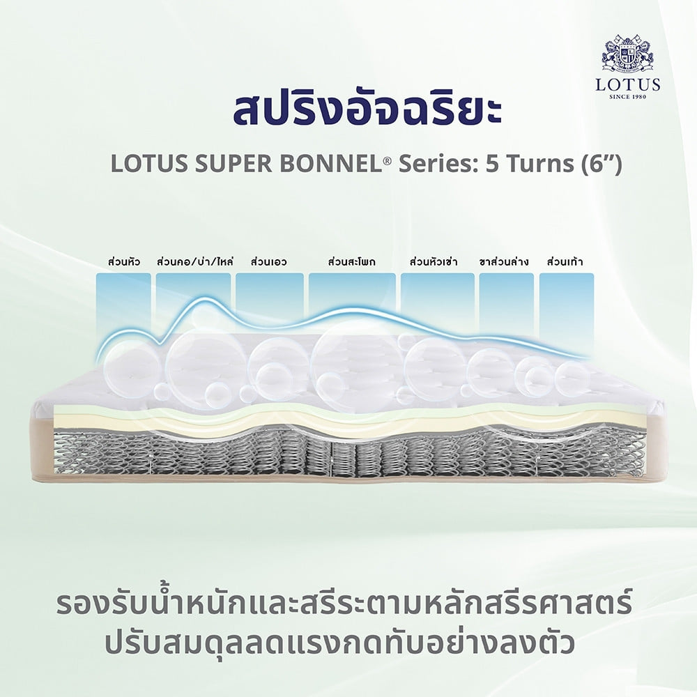 ที่นอนสปริง 6 ฟุต LOTUS รุ่น RENOA I (พร้อมหมอนหนุน 2 ชิ้น)