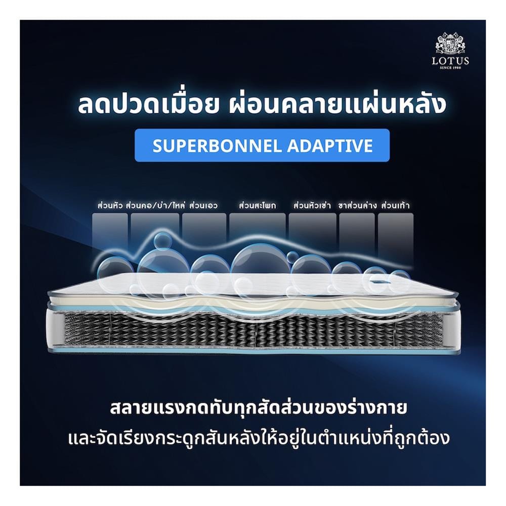 ที่นอนสปริง 6 ฟุต LOTUS รุ่น PREMIUM พร้อมหมอนหนุน 2 ชิ้น