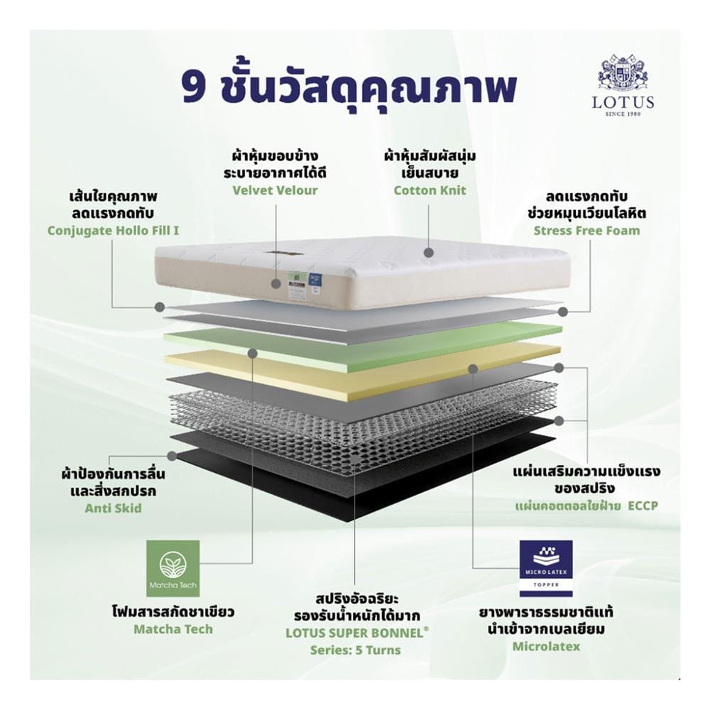 ที่นอนสปริง 3.5 ฟุต LOTUS รุ่น RENOA I พร้อมหมอนหนุน 1 ชิ้น