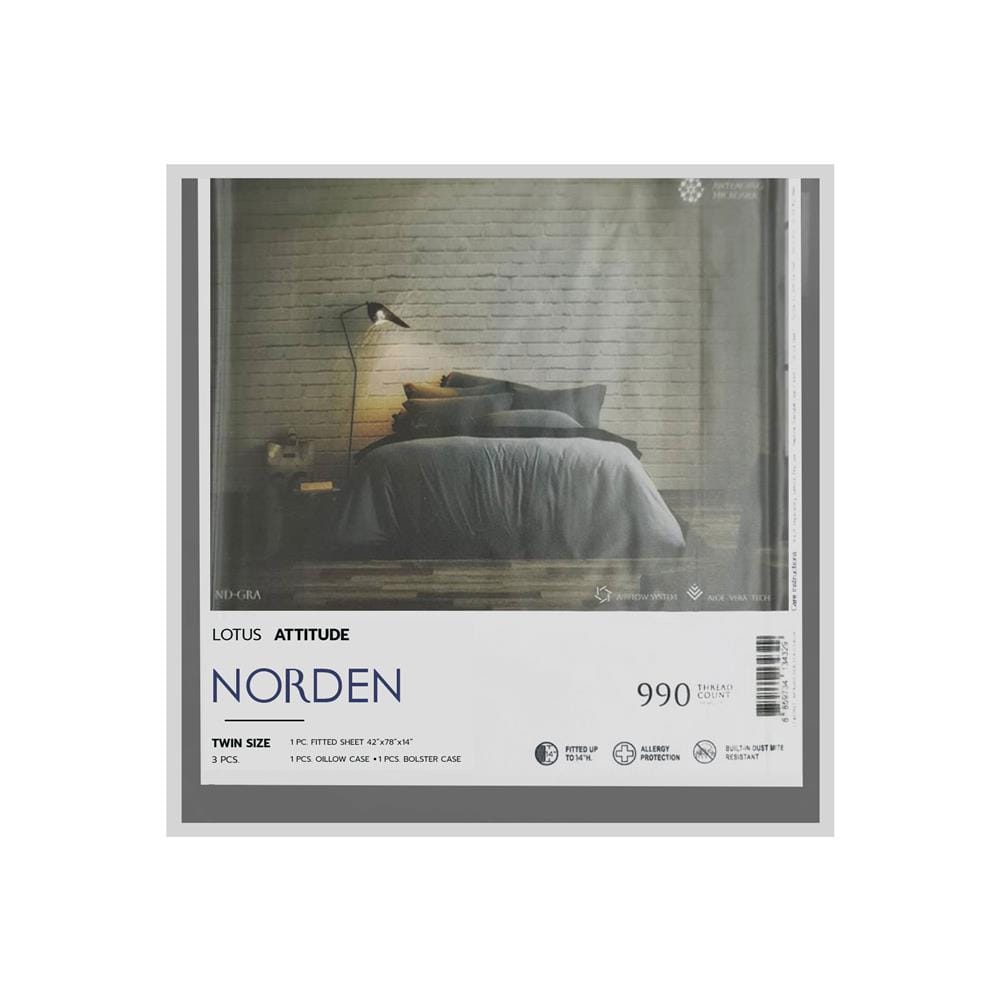 ชุดผ้าปูที่นอน 3.5 ฟุต 3 ชิ้น LOTUS NORDEN ND-GRA