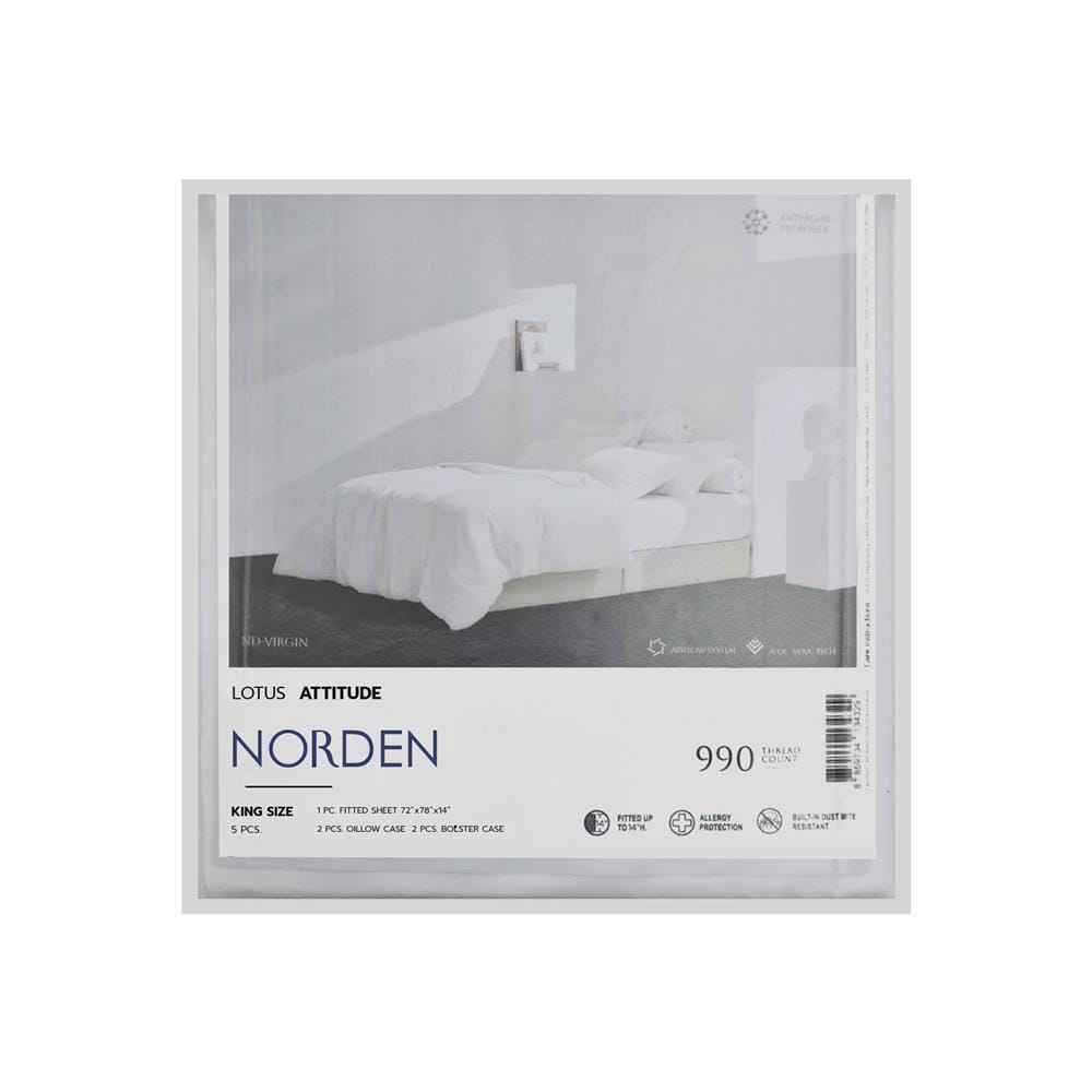 ชุดผ้าปูที่นอน 6 ฟุต 5 ชิ้น LOTUS NORDEN ND-VIRGIN