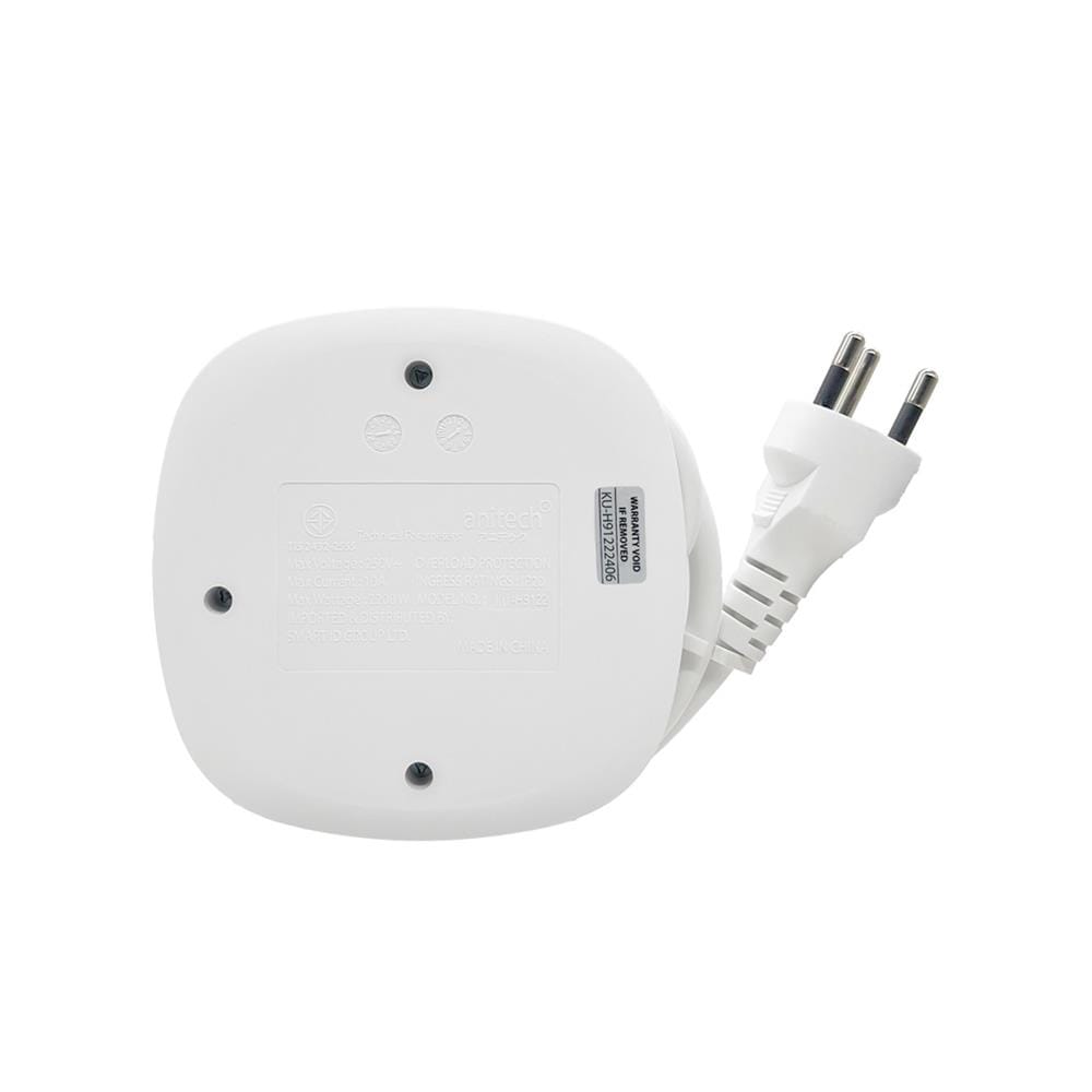 รางปลั๊กไฟพกพา 2 ช่อง 1 สวิตช์ 2 USB 1 TYPE-C PD ANITECH KU-H9122 1.1 ม.
