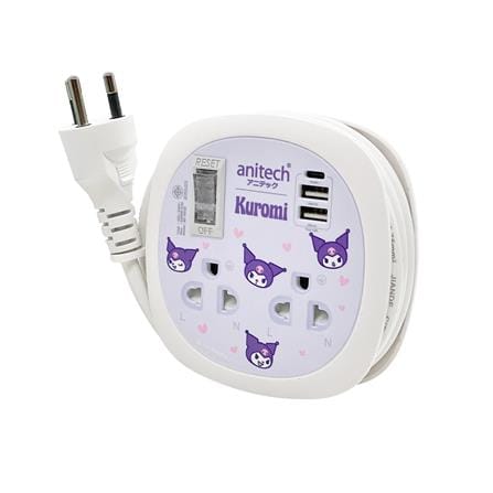 รางปลั๊กไฟพกพา 2 ช่อง 1 สวิตช์ 2 USB 1 TYPE-C PD ANITECH KU-H9122 1.1 ม._1