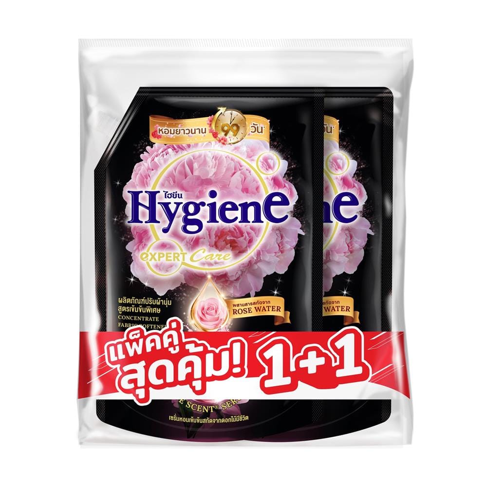 น้ำยาปรับผ้านุ่ม HYGIENE 1 ลิตร PEONY BLOOM (แพ็ก 1+1 ชิ้น)