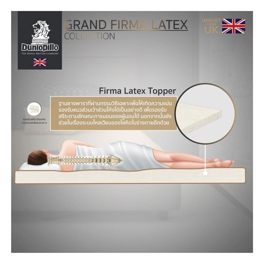 แผ่นรองนอน 6 ฟุต DUNLOPILLO GRAND FIRMA LATEX I