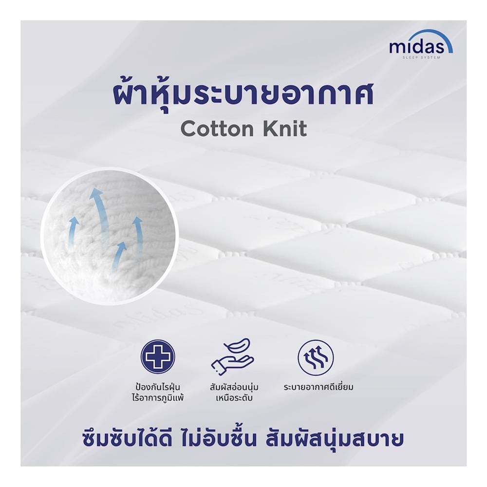 ที่นอนสปริง 6 ฟุต MIDAS รุ่น MALEENA พร้อมหมอนหนุน 2 ชิ้น