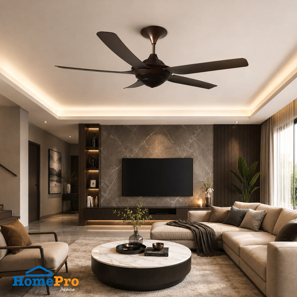 พัดลมไม่มีโคมไฟ CARINI DEKA-R28-BR 56 นิ้ว สีน้ำตาล