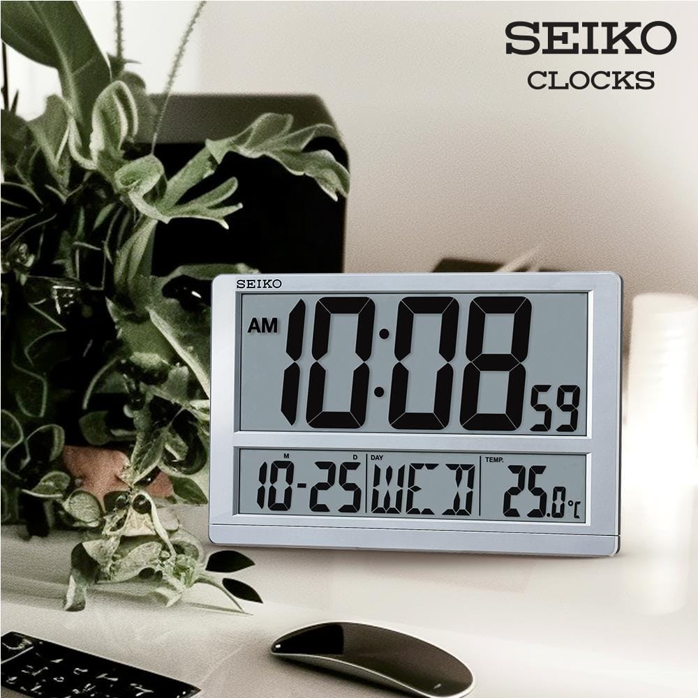 นาฬิกาดิจิทัล SEIKO CLOCKS QHL080S 10X15 นิ้ว สีเงิน