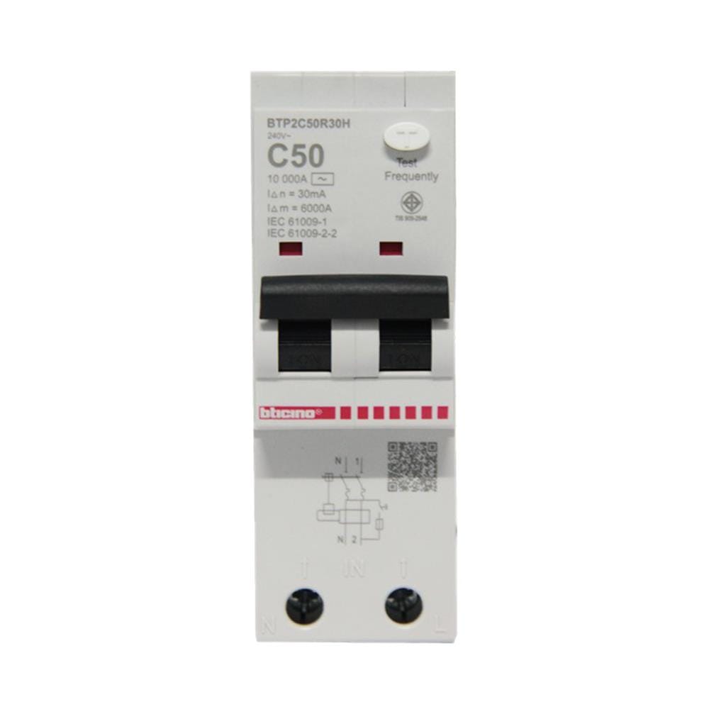 เมนเซอร์กิตเบรกเกอร์ 50 แอมป์ 1 เฟส BTICINO BTP2C50R30H