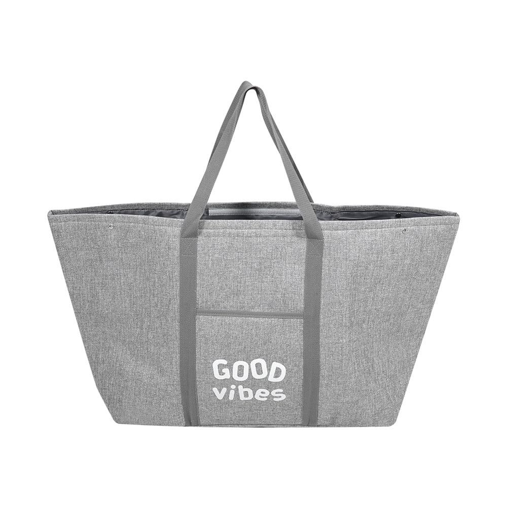 ถังผ้าเหลี่ยมหูหิ้ว PLIM GOOD VIBES สีเทา