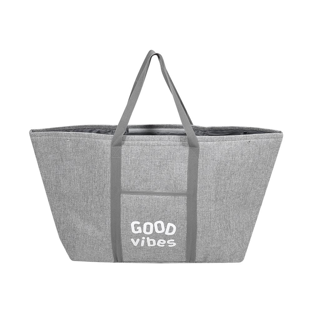 ถังผ้าเหลี่ยมหูหิ้ว PLIM GOOD VIBES สีเทา