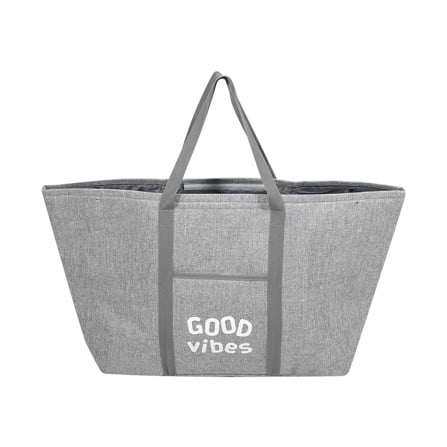 ถังผ้าเหลี่ยมหูหิ้ว PLIM GOOD VIBES สีเทา_2