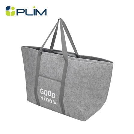 ถังผ้าเหลี่ยมหูหิ้ว PLIM GOOD VIBES สีเทา_0