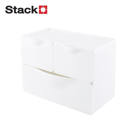 กล่องลิ้นชักเล็ก 3 ช่อง STACKO 20X14.3X9.5 ซม. สีขาว_0