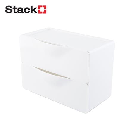 กล่องลิ้นชักเล็ก 2 ช่อง STACKO 20X14.3X9.5 ซม. สีขาว_0