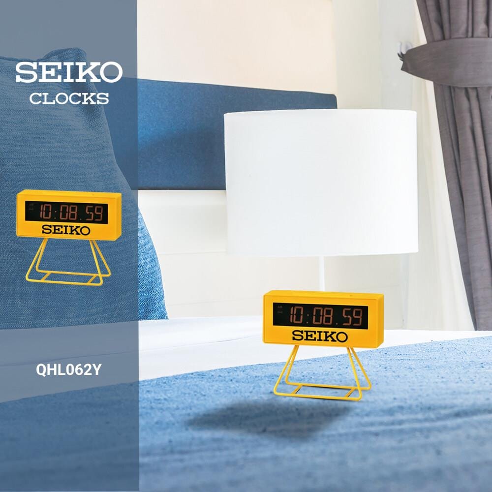 นาฬิกาดิจิทัล SEIKO CLOCKS QHL026Y 1.8X4 นิ้ว สีเหลือง