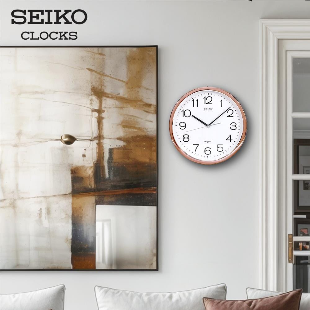 นาฬิกาแขวน SEIKO CLOCKS PQA041F 16 นิ้ว สีโรสโกลด์