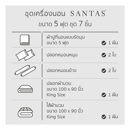 ชุดผ้าปูที่นอน 5 ฟุต 7 ชิ้น SANTAS COTTON USA GETTY สี GREEN_7
