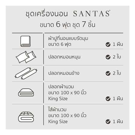 ชุดผ้าปูที่นอน 6 ฟุต 7 ชิ้น SANTAS COTTON USA GETTY สี GREEN_7