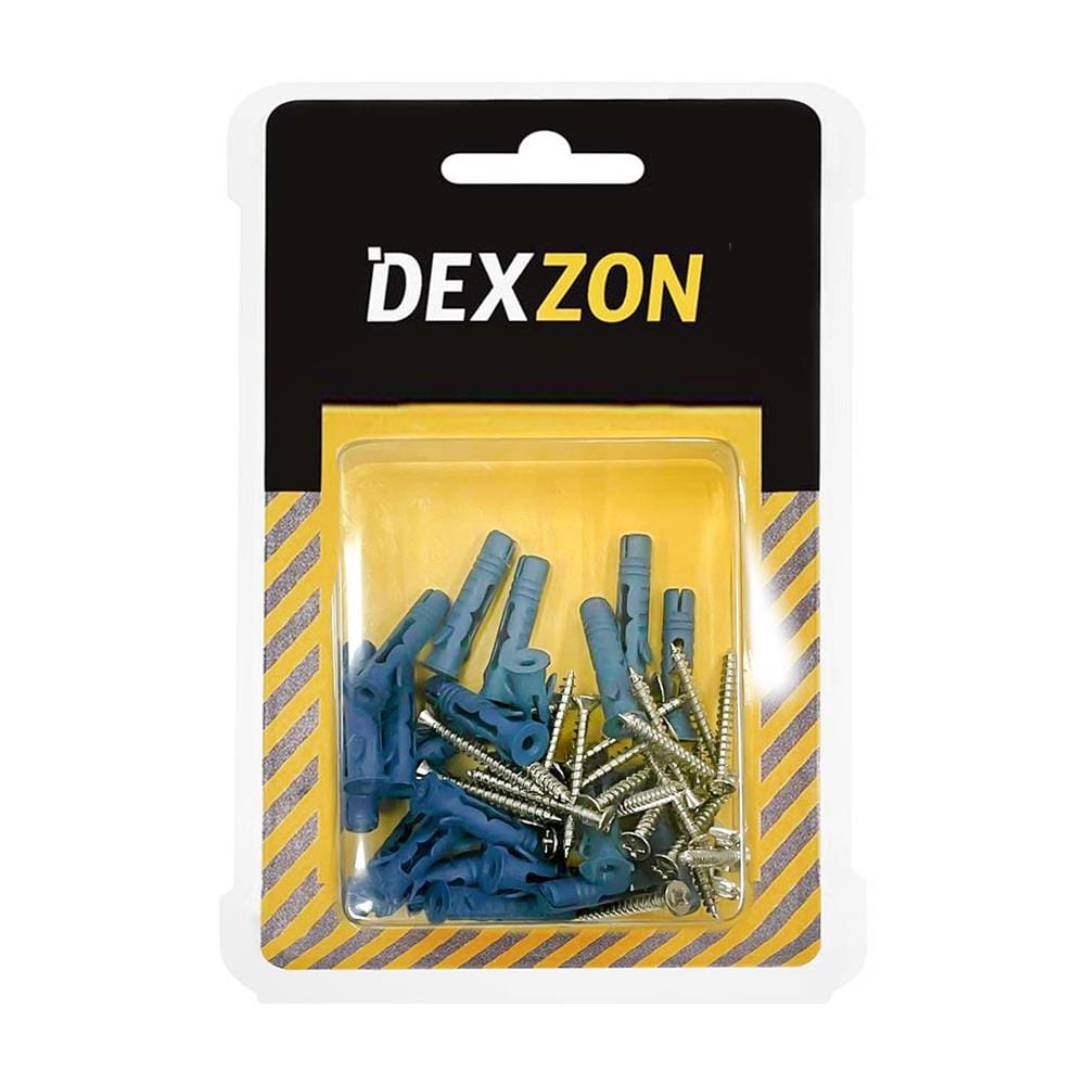 พุกอิฐมวลเบาพร้อมสกรู DEXZON เบอร์ 8 แพ็ก 25 ชิ้น สีน้ำเงิน