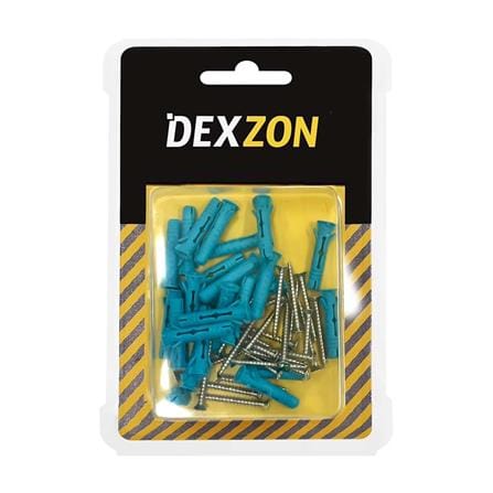 พุกอิฐมวลเบาพร้อมสกรู DEXZON เบอร์ 7 แพ็ก 25 ชิ้น สีเขียว_2
