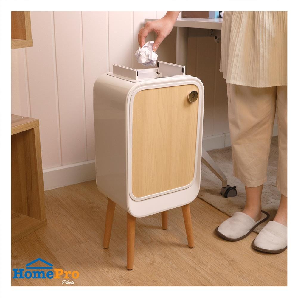 ถังขยะพร้อมขาไม้ ACCO SENSOR 20 ลิตร สีไวท์โอ๊ค