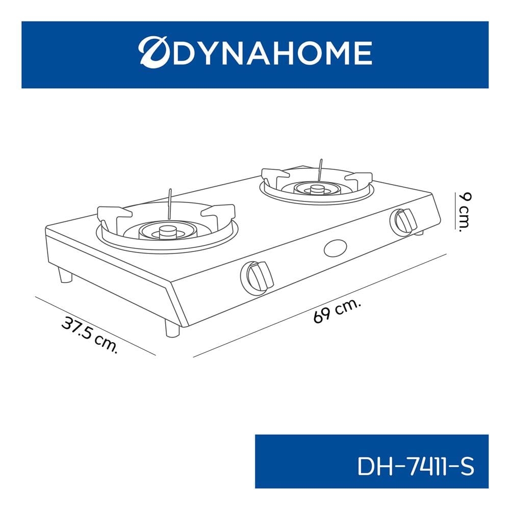 เตาแก๊สตั้งโต๊ะ 2 หัวแก๊ส DYNA HOME DH-7411-S