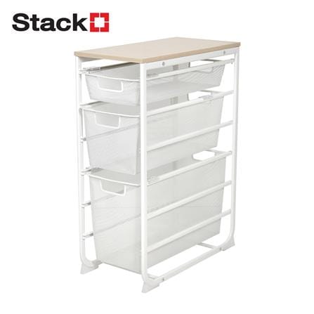 ชั้นลิ้นชัก 3 ชั้น พร้อม TOP ไม้ STACKO FLEXI 25.6x51.4x69.7 ซม. สีขาว_1