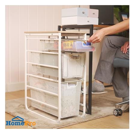 ชั้นลิ้นชัก 3 ชั้น พร้อม TOP ไม้ STACKO FLEXI 25.6x51.4x69.7 ซม. สีขาว_5