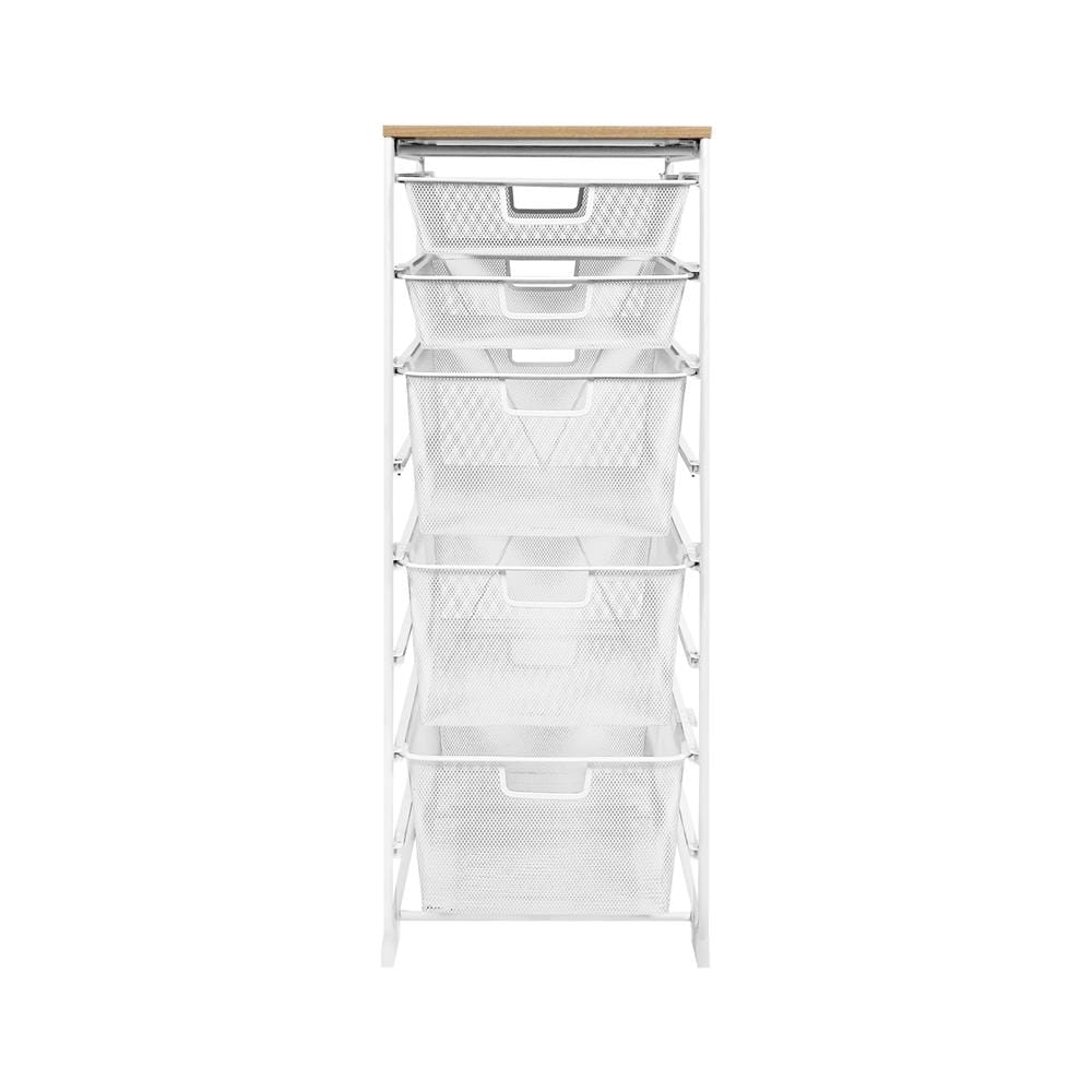 ชั้นลิ้นชัก 5 ชั้น พร้อม TOP ไม้ STACKO FLEXI 35.6x51.4x90 ซม. สีขาว