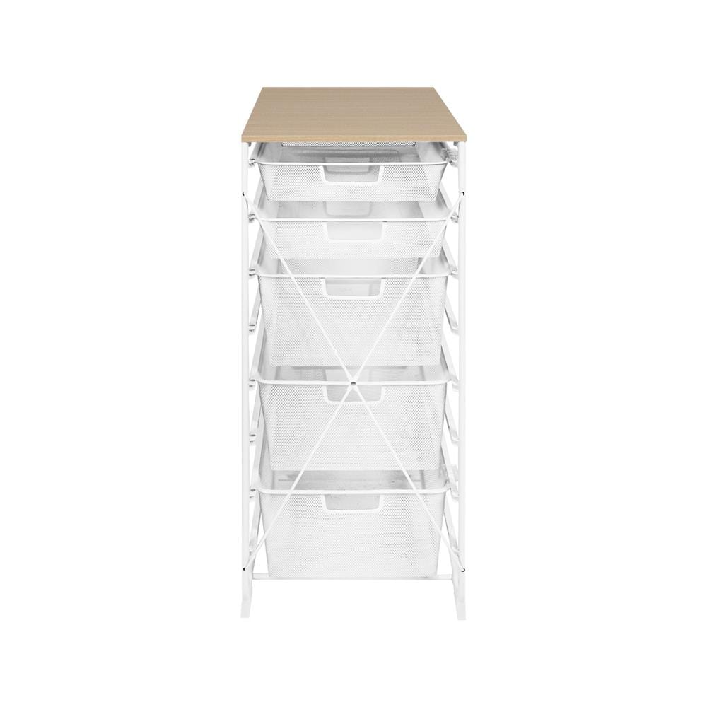 ชั้นลิ้นชัก 5 ชั้น พร้อม TOP ไม้ STACKO FLEXI 35.6x51.4x90 ซม. สีขาว