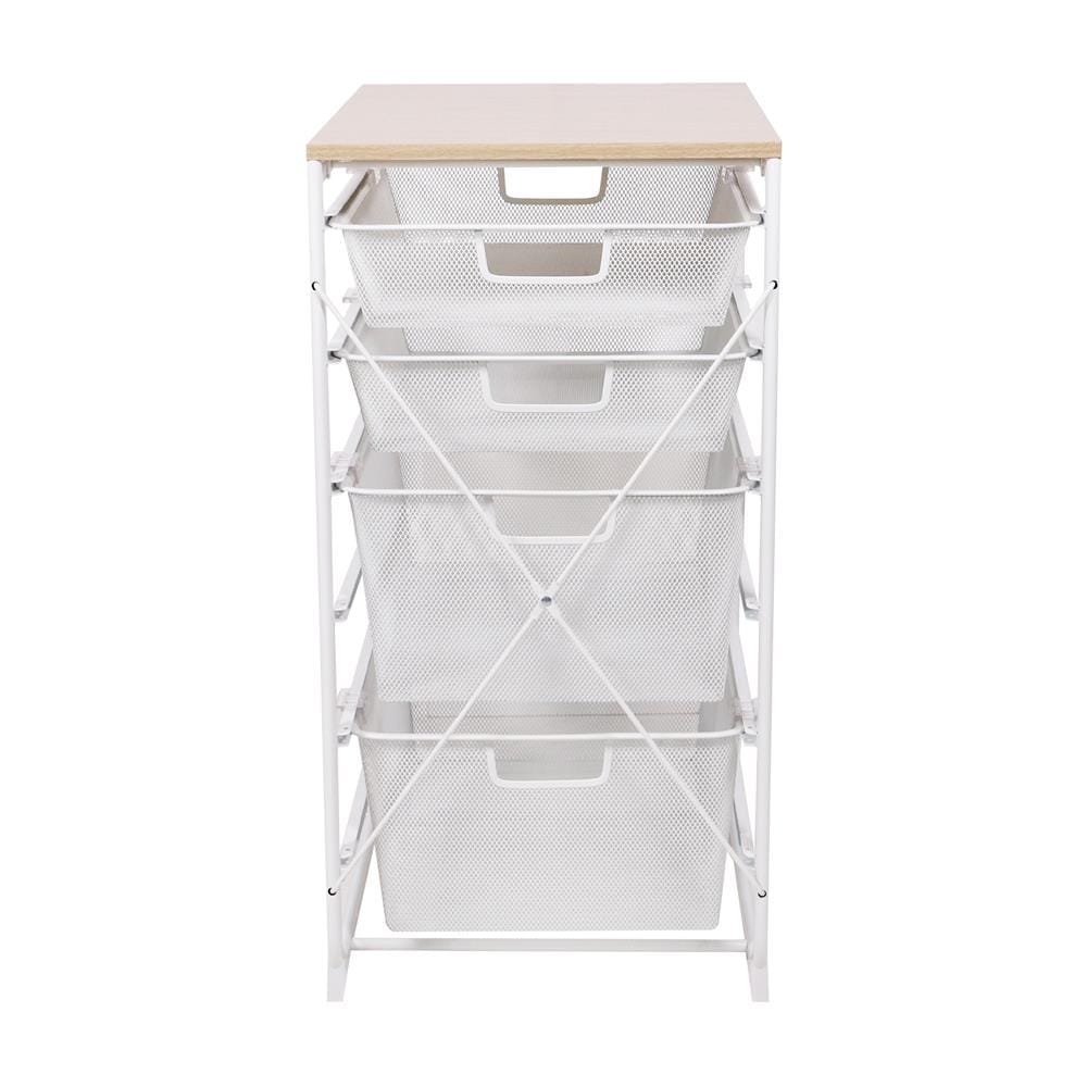 ชั้นลิ้นชัก 4 ชั้น พร้อม TOP ไม้ STACKO FLEXI 35.6x51.4x69.7 ซม. สีขาว