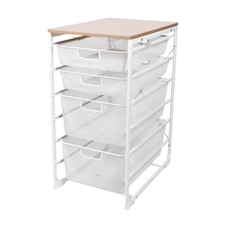 ชั้นลิ้นชัก 4 ชั้น พร้อม TOP ไม้ STACKO FLEXI 35.6x51.4x69.7 ซม. สีขาว_0