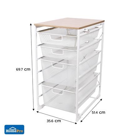ชั้นลิ้นชัก 4 ชั้น พร้อม TOP ไม้ STACKO FLEXI 35.6x51.4x69.7 ซม. สีขาว_8