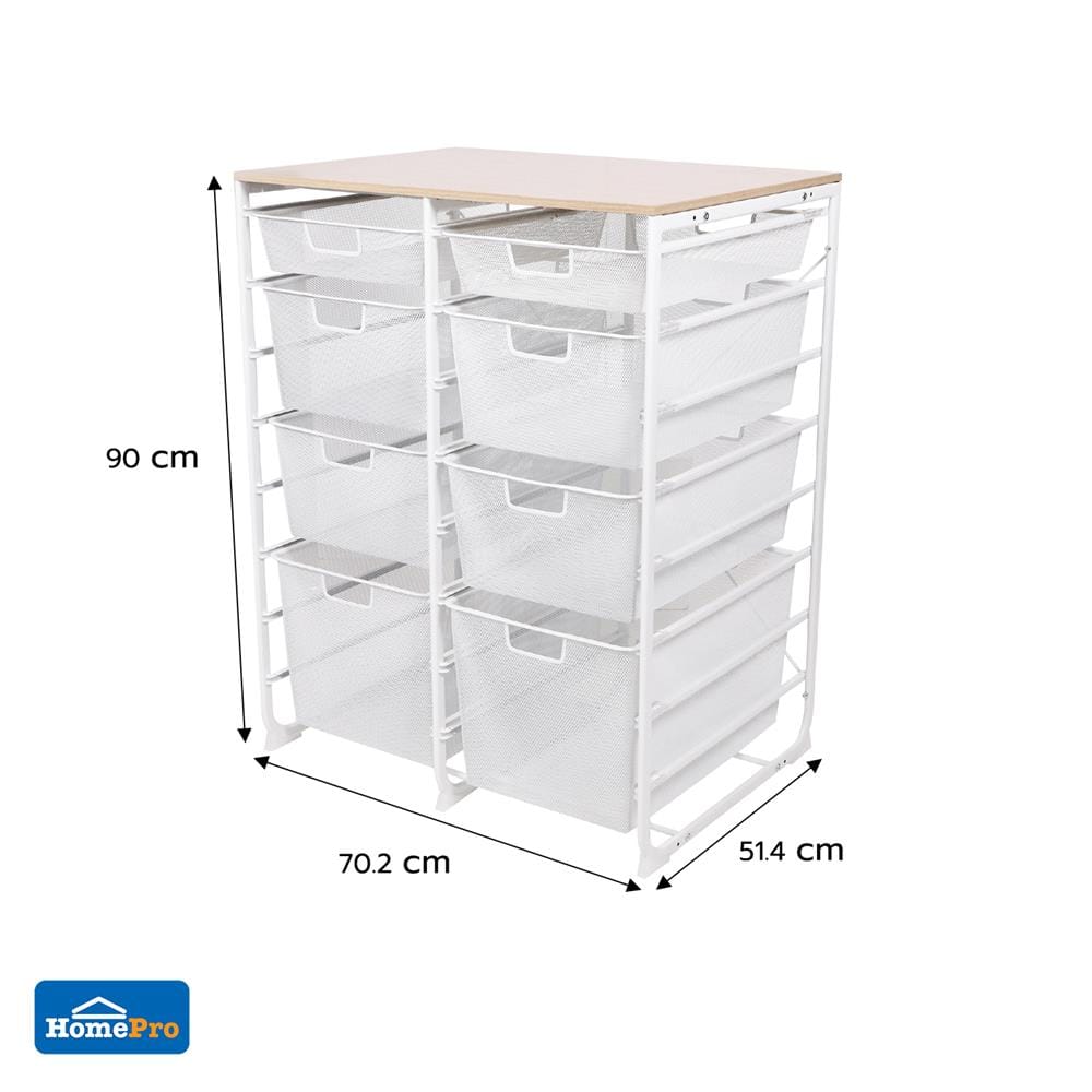 ชั้นลิ้นชัก 4 ชั้น พร้อม TOP ไม้ STACKO FLEXI 70.2x51.4x90 ซม. สีขาว