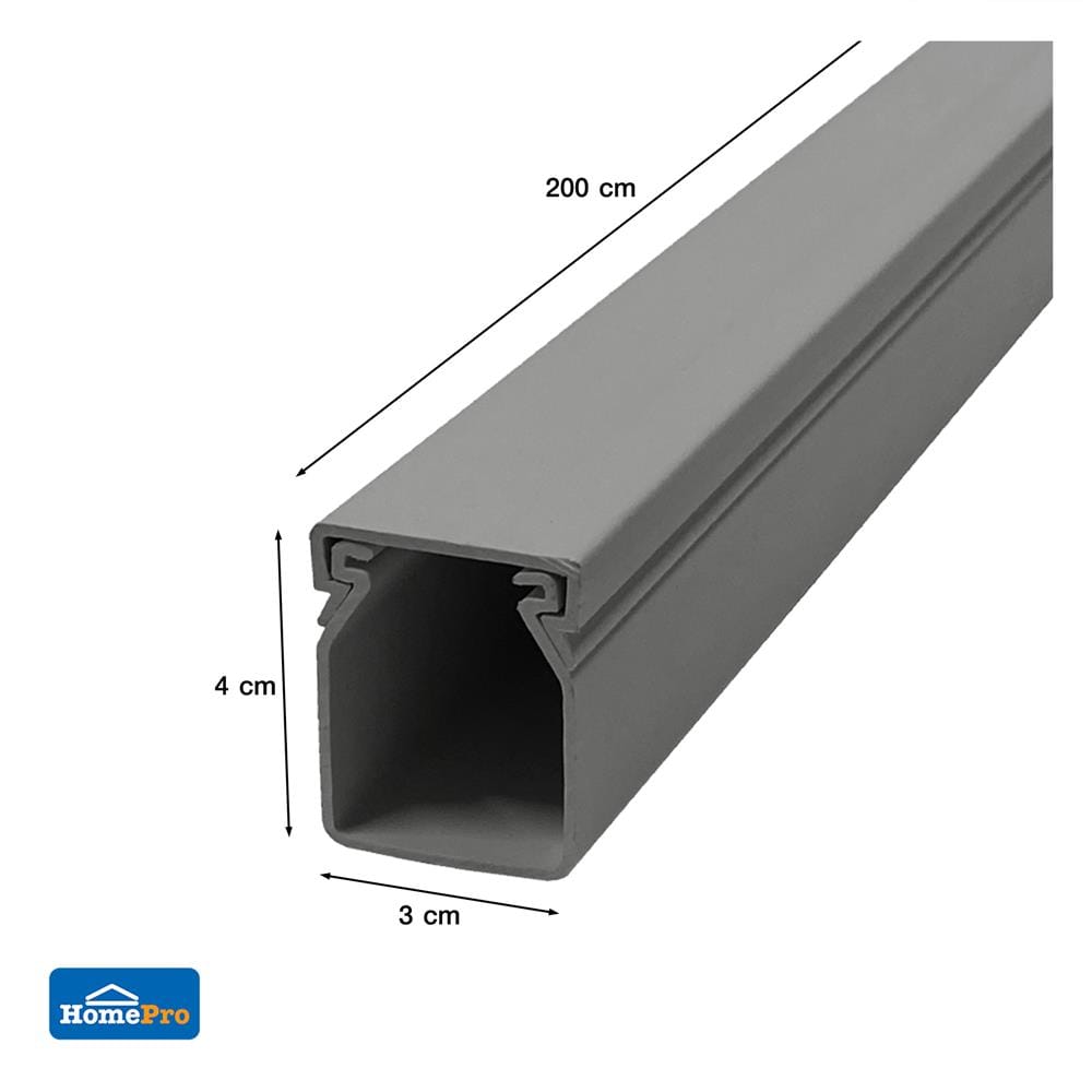 รางเก็บสายไฟวายเวย์ PVC ELECKTA 40X30 มม. 2 เมตร สีเทา