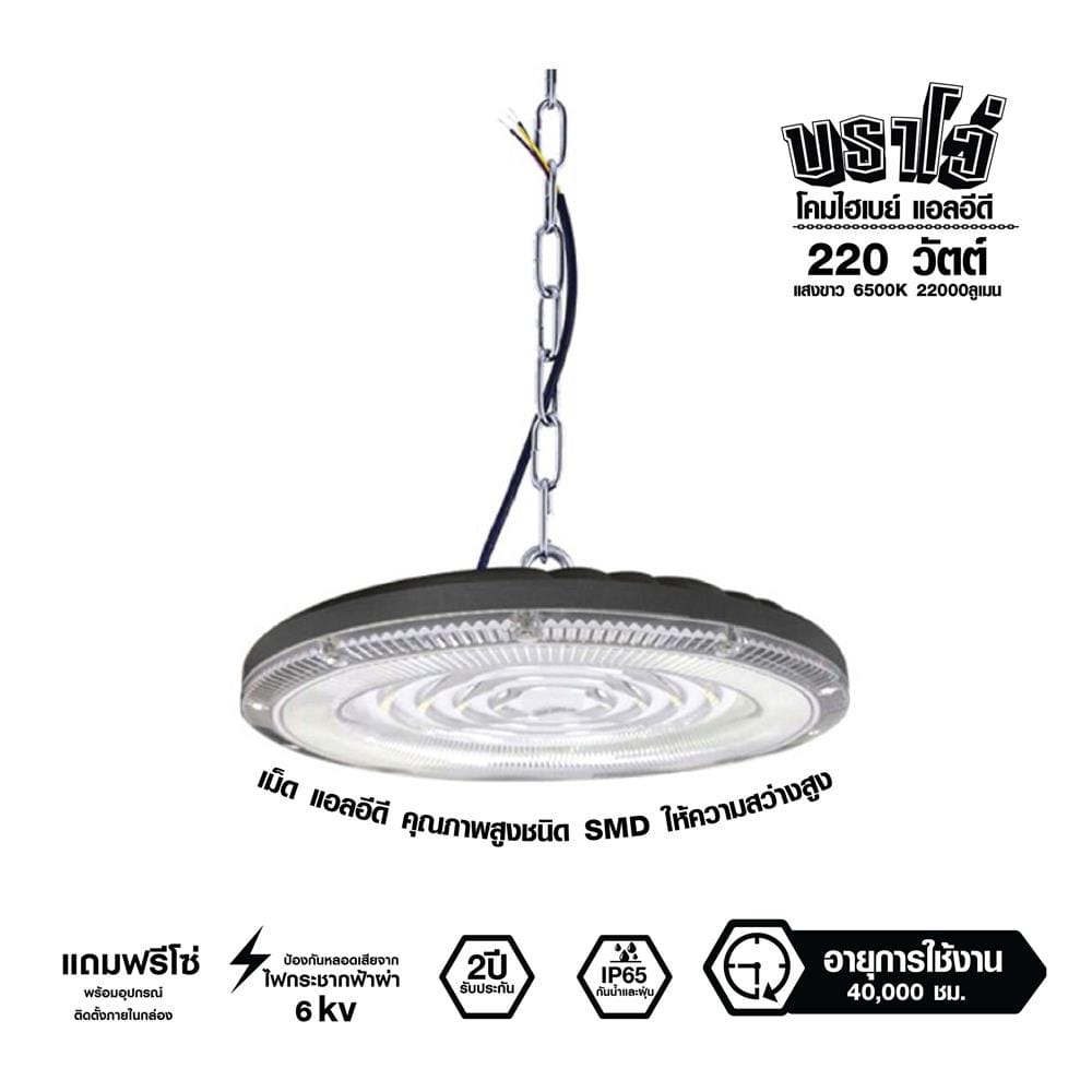 โคมไฮเบย์ LED RACER BRAVO 220 วัตต์ DAYLIGHT สีเทา
