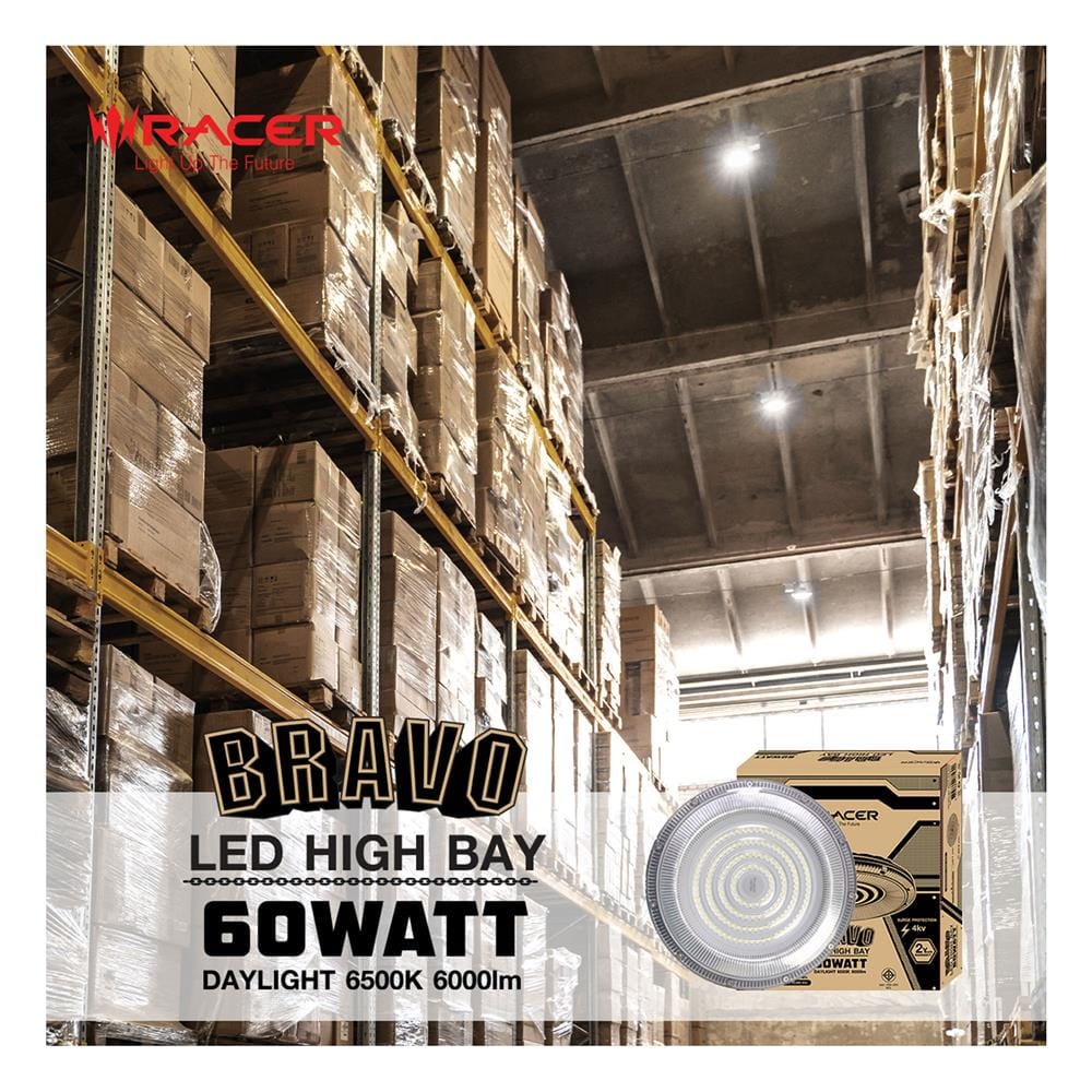 โคมไฮเบย์ LED RACER BRAVO 60 วัตต์ DAYLIGHT สีเทา