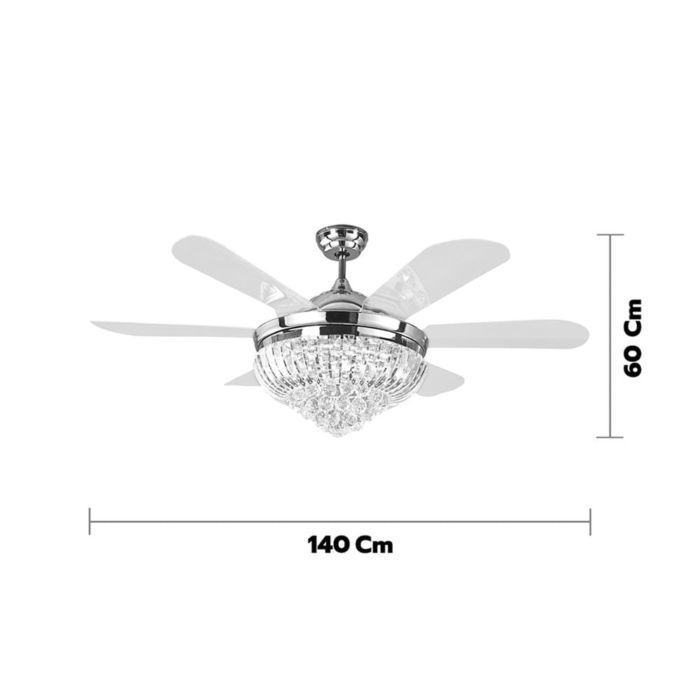พัดลมโคมไฟ CARINI LED UFO-04-TSV 56 นิ้ว สีขาว/เงิน