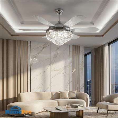 พัดลมโคมไฟ CARINI LED UFO-04-TSV 56 นิ้ว สีขาว/เงิน_2