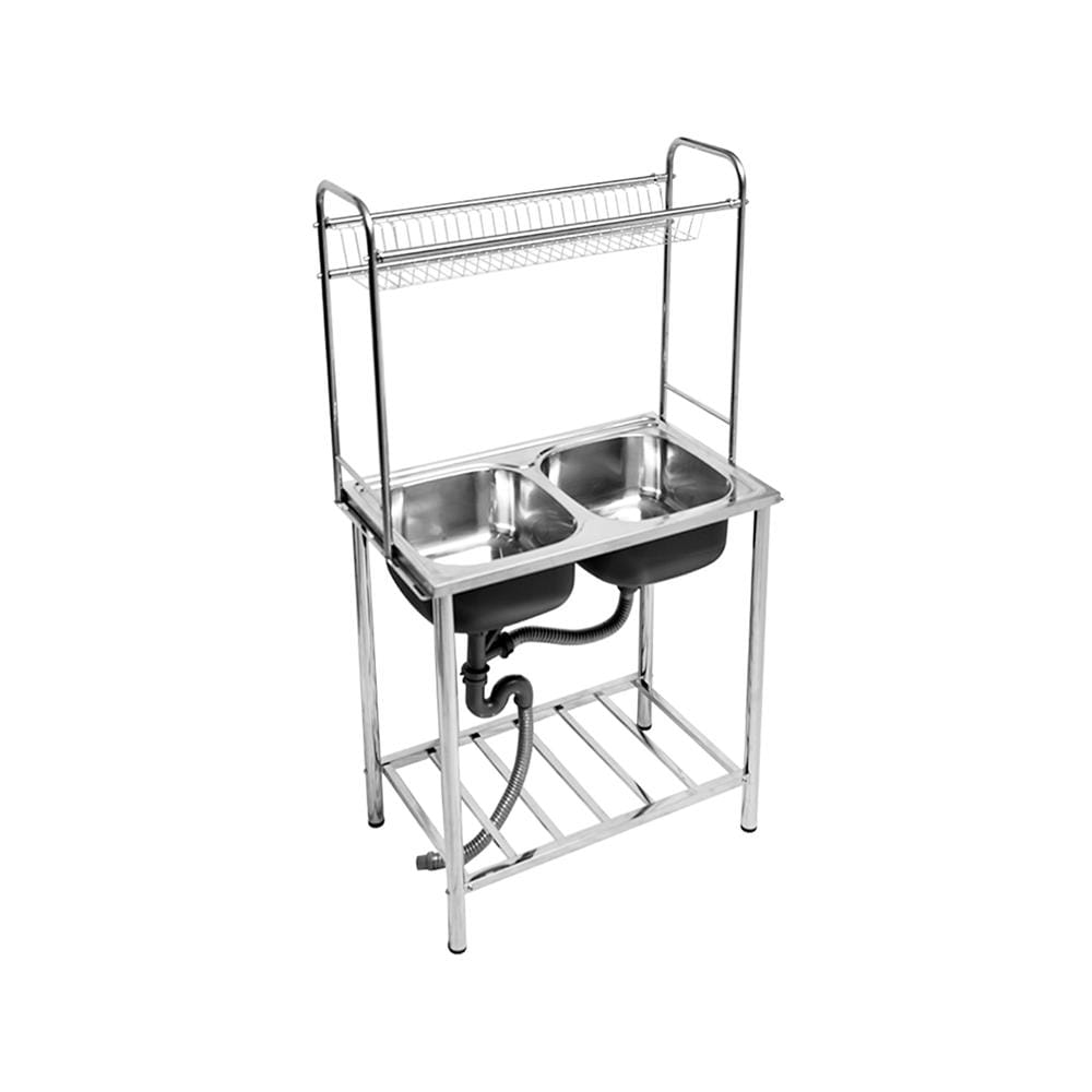ซิงค์ขาตั้ง 2 หลุม TECNOSTAR TT 8050 RACK สีเงิน