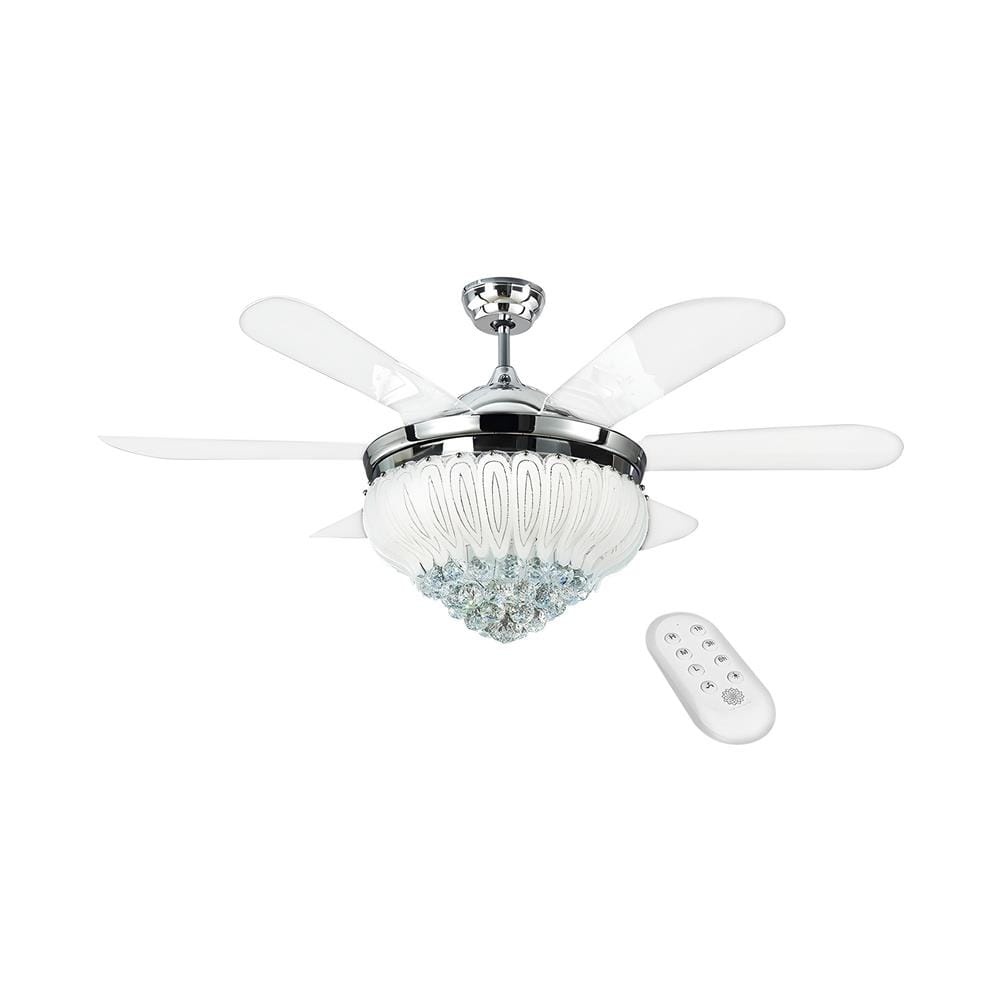 พัดลมโคมไฟ LED CARINI UFO-03-TSV 56 นิ้ว สีขาว/เงิน