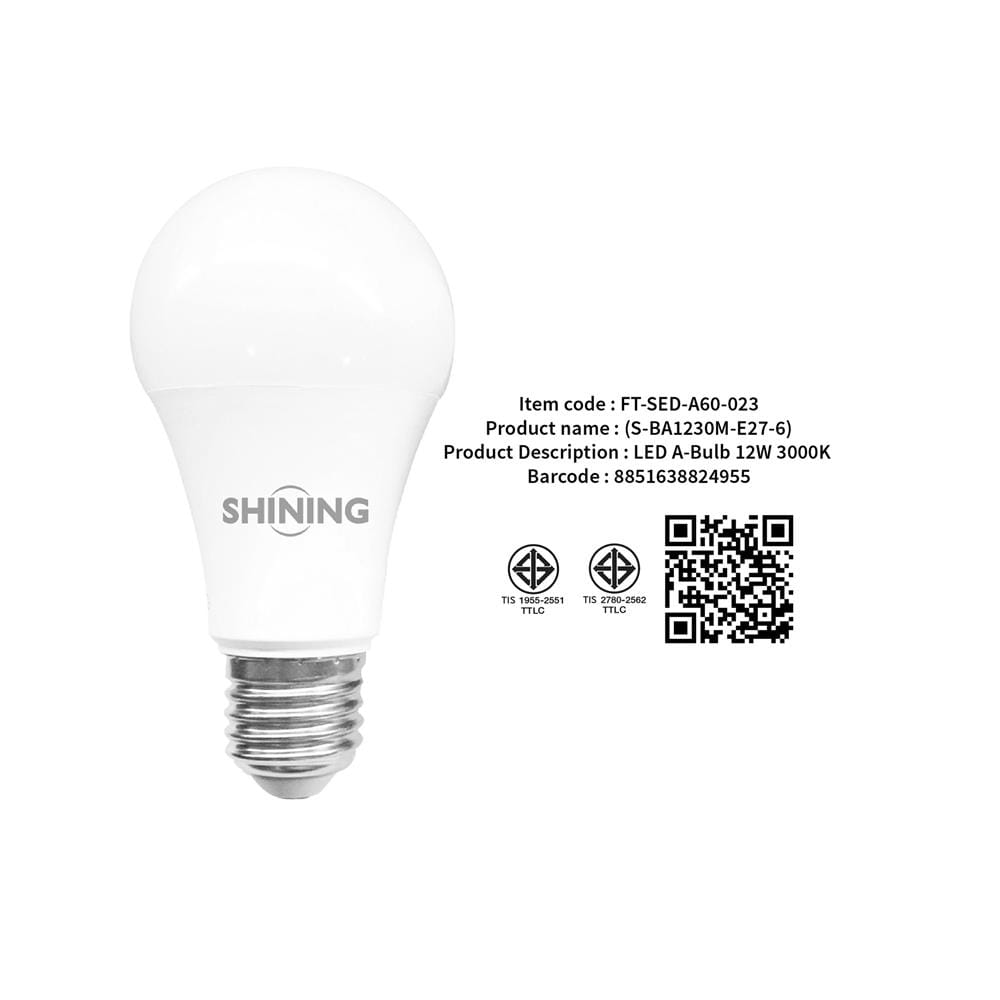 หลอด LED SHINING A60 12 วัตต์ WARM WHITE E27