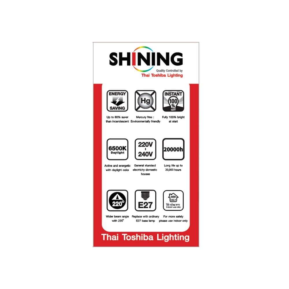 หลอด LED SHINING A60 12 วัตต์ DAYLIGHT E27