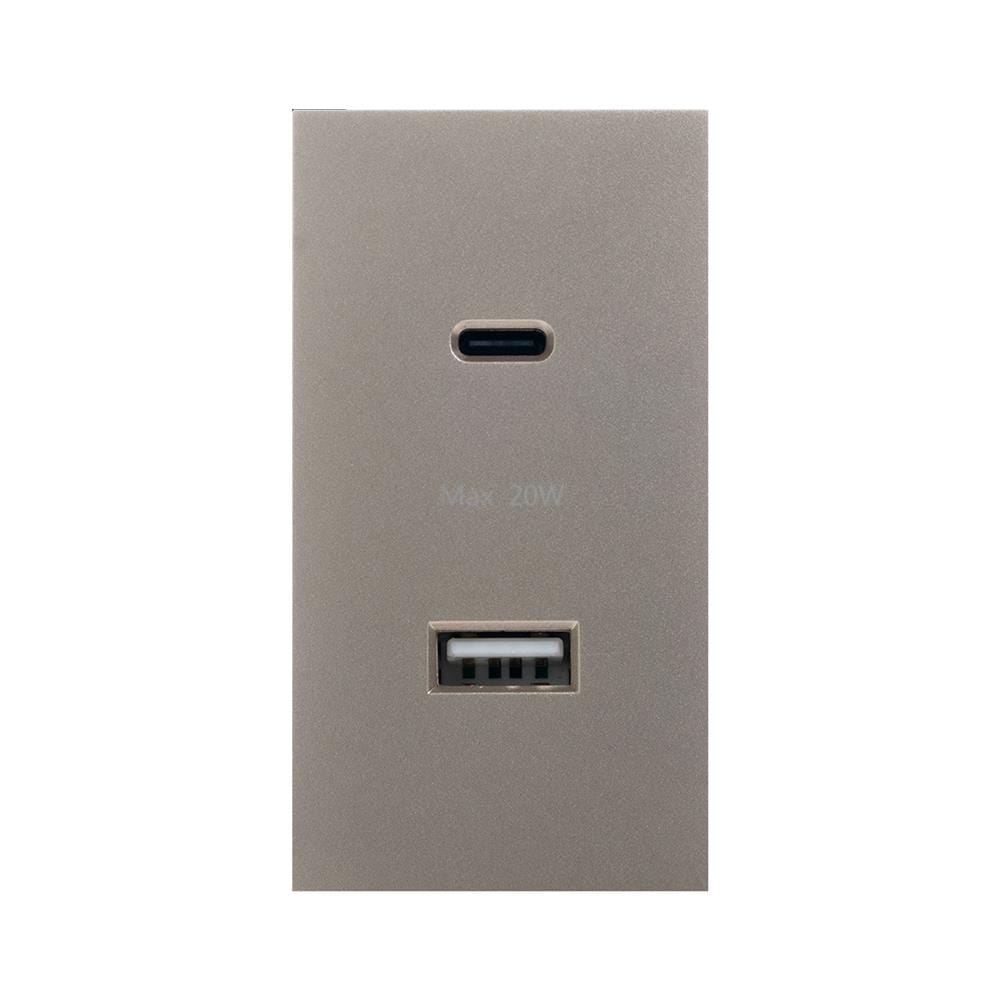 เต้ารับ USB 1 ช่อง TYPE C 1 ช่อง SIMON SIM52S-12CS-G7 สีทอง