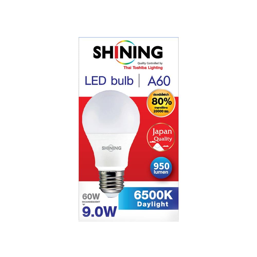 หลอด LED SHINING A60 9 วัตต์ DAYLIGHT E27