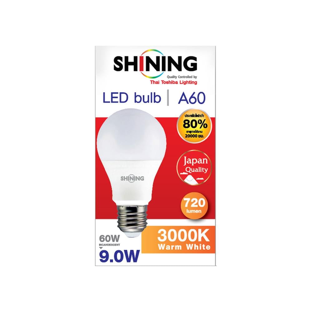 หลอด LED SHINING A60 9 วัตต์ WARM WHITE E27