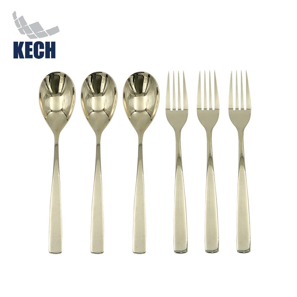 ชุดช้อนส้อมสเตนเลส 410 KECH 6 ชิ้น สีทอง